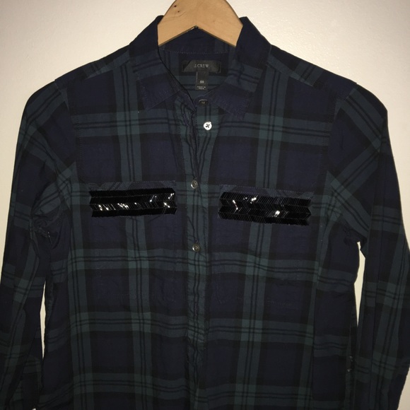 J. Crew Beaded Chevron Popover In Plaid - Picture 5 of 16